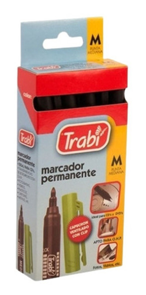 Marcador Trabi Permanente Punta Media Redonda  X 12 Unidades 0 Marcador Trabi Permanente Punta Media Redonda  X 12 Unidades 0