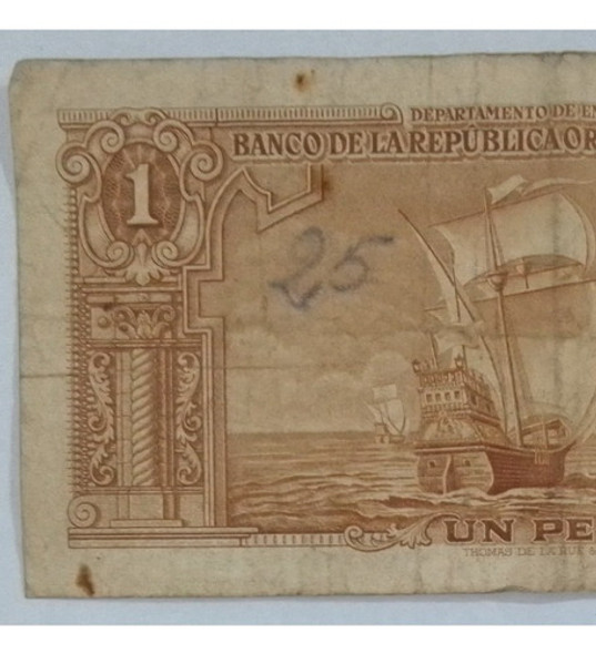Billete De $1 Peso Uruguayo De 1939 1 Billete De $1 Peso Uruguayo De 1939 1