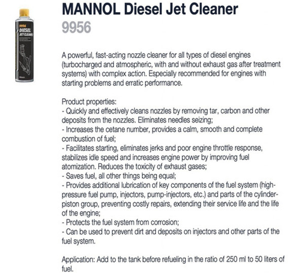 Limpia Inyectores Diesel Mannol Simil  Super Diesel Additive 1