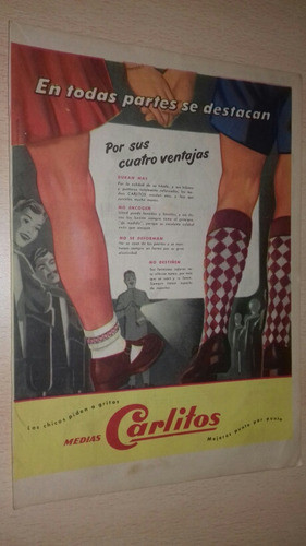 P596 Clipping Publicidad Medias Carliyos Año 1956 0