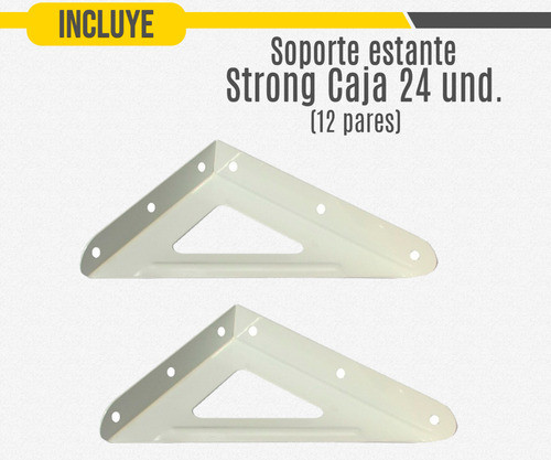 Soporte Estante Mensula Strong Sc 100x150 Mm Blanco Caja X24 1