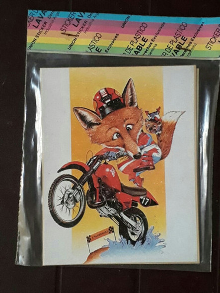 Calco Autoadhesivo. Zorro En Moto. 0