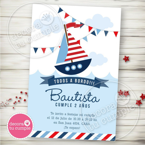 Kit Imprimible Náutico Marinero Barquito Cumpleaños 0