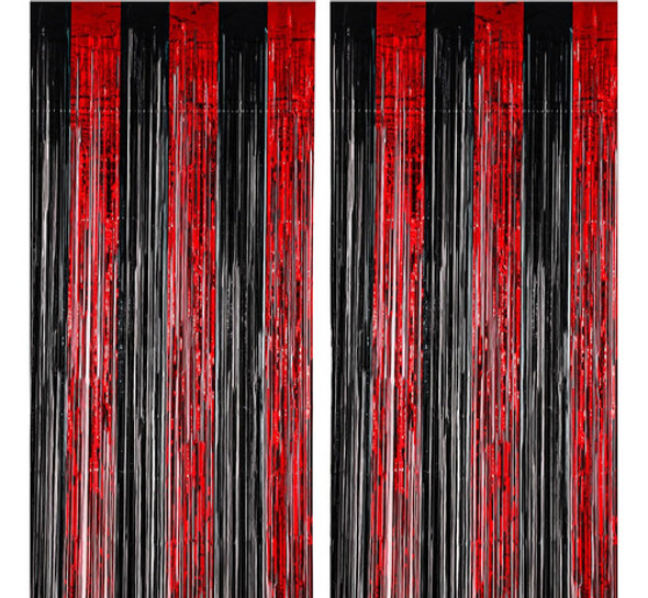 Telón De Fondo Rojo Y Negro, 100x250 Cm, Para Fiestas 0