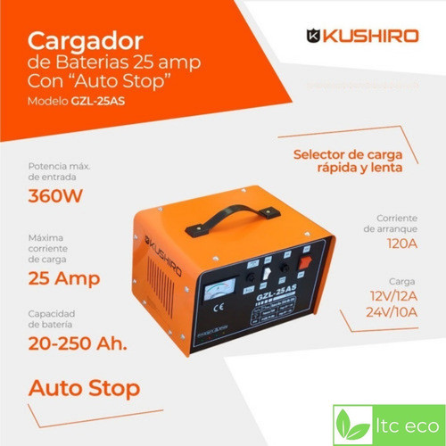 Cargador De Baterías 25 A 12v 24v Glz25as Con Autostop Auto 1