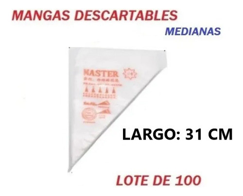 Mangas Descartables Medianas - Lote X 100 (*780) 1