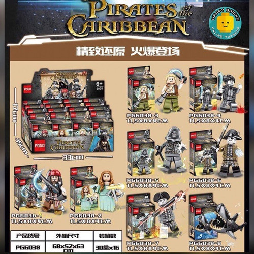 Set X 8 Muñecos Piratas Del Caribe  Para Armar Pg 6038 0