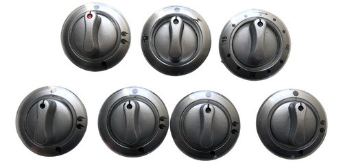 Juego 7 Perillas Whirlpool Gris Plata Doble Plastico 0