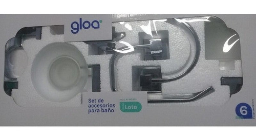 Kit Set Accesorios Baño Loto 6 Piezas Metal Cromo Cuadrados 1