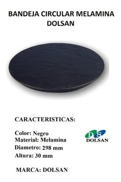 Bandeja Circular Melamina Negra 29,8 Cm Dolsan Catering ! 1