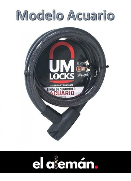 Linga Candado Bicicleta Seguridad Llave Bici Um 1.20m Acero 1 Linga Candado Bicicleta Seguridad Llave Bici Um 1.20m Acero 1