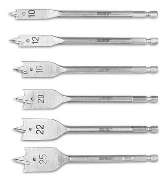 Set Mechas Pala Tricúspide Para Madera 6 Pz Bremen 7616 0 Set Mechas Pala Tricúspide Para Madera 6 Pz Bremen 7616 0