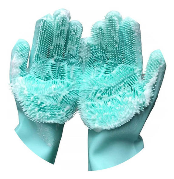 Guantes Silicona Esponja Lavaplatos Cocina Mascota Multiuso 0