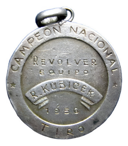 Medalla Oficial De Plata Campeón Nacional Tiro Con Revolver. 0