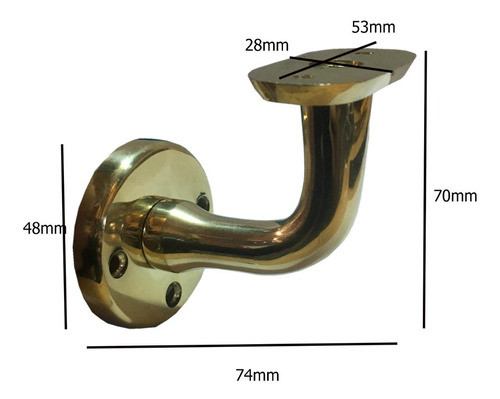 Soporte Pasamano Plano De Arrimar Bronce Pulido 1503 1