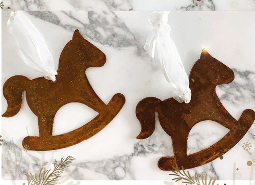 Adornos Navideños Set X2 Caballitos Deco CoLG Chapa Oxido 1