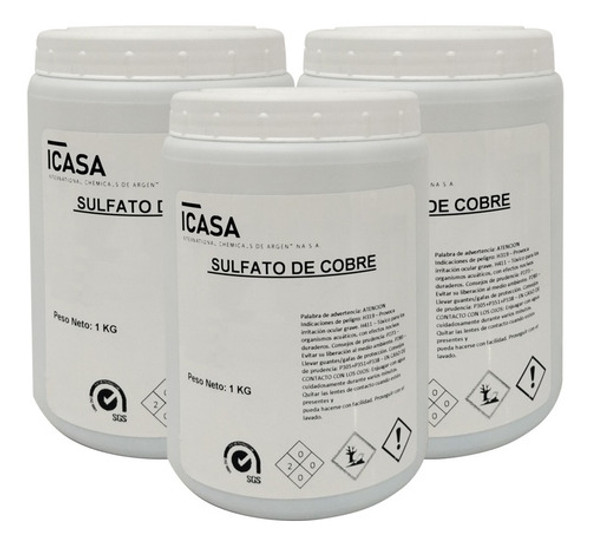 Sulfato De Cobre 3 Kg Pentahidratado P/ Pileta Fertilizante 0 Sulfato De Cobre 3 Kg Pentahidratado P/ Pileta Fertilizante 0
