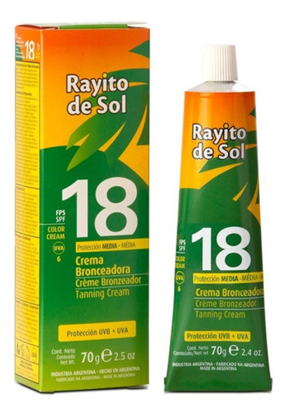 Crema Bronceadora Fps 18 Rayito De Sol X 70g 0 Crema Bronceadora Fps 18 Rayito De Sol X 70g 0