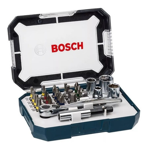 Set Kit Juego Bosch 2607017407 26 Pzs Puntas Pl Ph Hex Torx Pz + Soporte Universal Magnetico + Llave Crique + Estuche 0