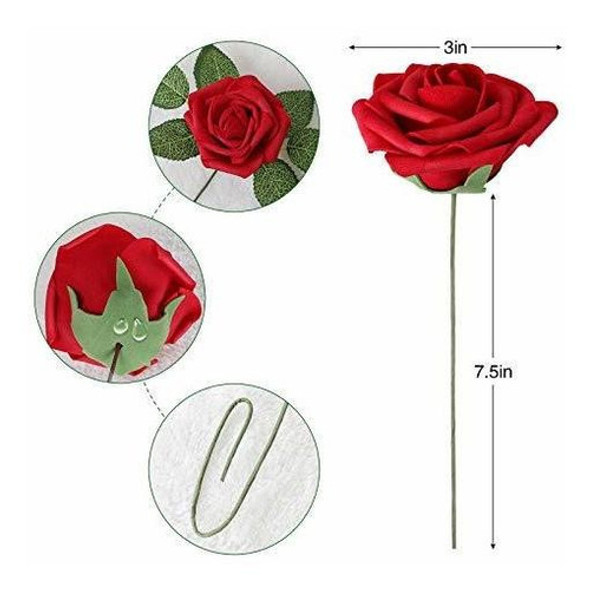 Lote De 25 Rosas Artificiales Con Tallo - Rojo 1 Lote De 25 Rosas Artificiales Con Tallo - Rojo 1