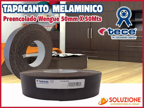 Filo Melaminico Preencolado Wengué 50mm X 50metros Tece 1
