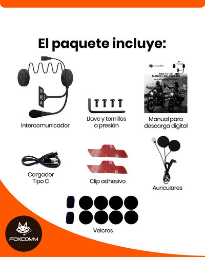 Pack X2 Intercomunicador Bluetooth Para Moto Fox Fx-32i 1