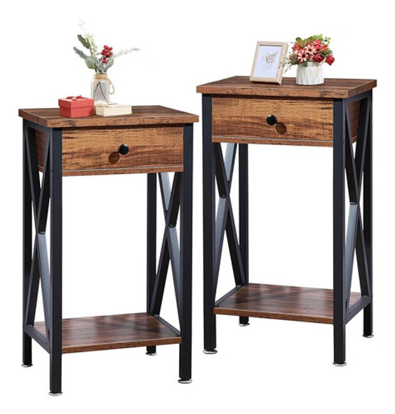 Vecelo Modern Nightstands X-design Side End Table Tall Night 0