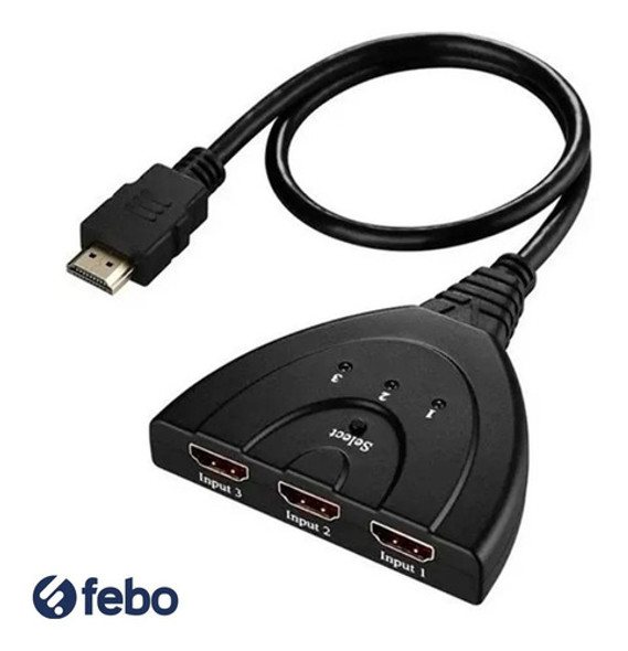 Switch Hdmi 3 Puertos Full Hd 1080p Cableado Febo 1