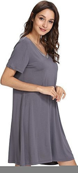 Gys Camison De Noche De Manga Corta Para Mujer, Cuello En V, 1