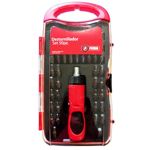 Fema Set Destornillador Crique 3 Posiciones 50 Piezas 25mm 0