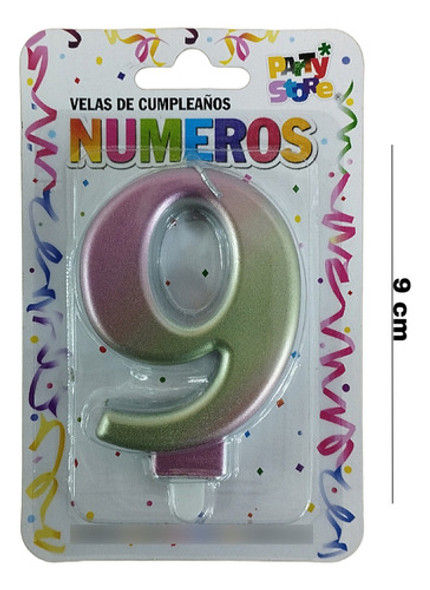Vela Numerote Iridiscente N°9 1 Vela Numerote Iridiscente N°9 1
