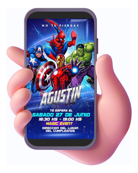 Tarjeta Invitacion Los Vengadores - Premium - Digital 0