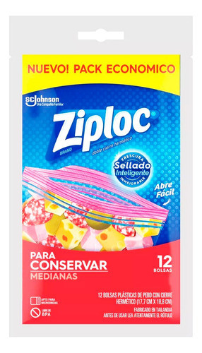 Ziploc Bolsas Cierre Hermético Conservar Medianas X12 6c 0