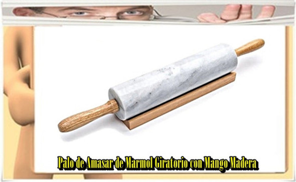 Palo De Amasar De Marmol Giratorio Con Mango Madera - Caba - 0 Palo De Amasar De Marmol Giratorio Con Mango Madera - Caba - 0