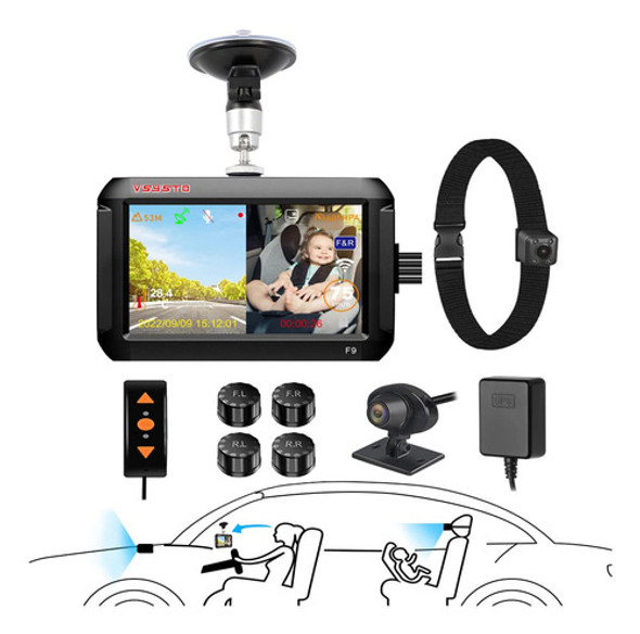 Vsysto Espejo De Coche Para Beb, Hd 1080p Wifi 4 Pulgadas, P 0