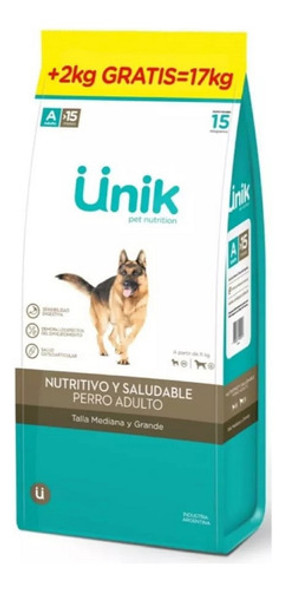 Alimento Unik Perros Adulto  Mediana Y Grande 15+2 Kg Gratis 0
