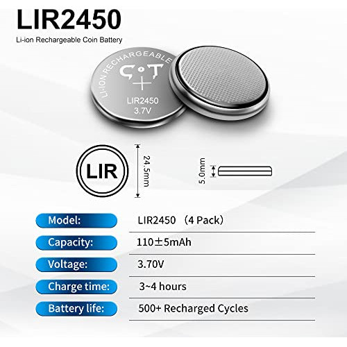 Bateria Recargable Lir2450 Reemplazo Cr2450 1
