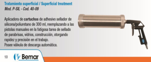 Pistola Aplicadora Silicona Neumática Bemar  Cartucho 300cc 1