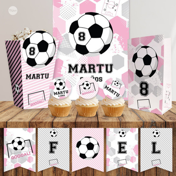 Kit Imprimible Futbol Pelota Rosa Candy Bar Tukit 1 Kit Imprimible Futbol Pelota Rosa Candy Bar Tukit 1