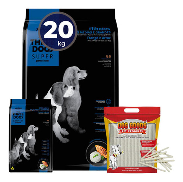 Three Dogs Cachorro Mediana Y Grande 15 Kg + Obsequio + Env. 0