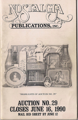 Catalogo De Subasta Americano 1990 Coca Cola Nostalgia B10 0