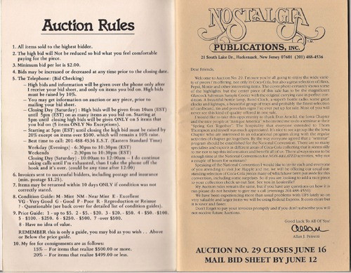 Catalogo De Subasta Americano 1990 Coca Cola Nostalgia B10 1