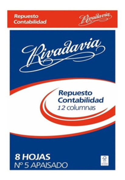 Repuesto X8 Hjs Contable 12 Columnas Rivadavia N5 Pack X5 1