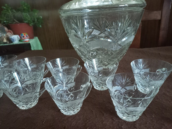 Ponchera De Cristal - Juego De 10 Vasos - Oportunidad !! 1 Ponchera De Cristal - Juego De 10 Vasos - Oportunidad !! 1