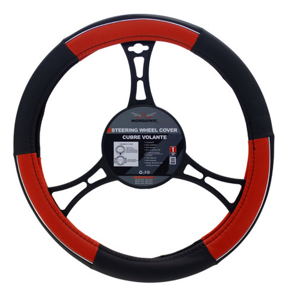 Cubre Volante Eco 38cm Negro Y Rojo 0