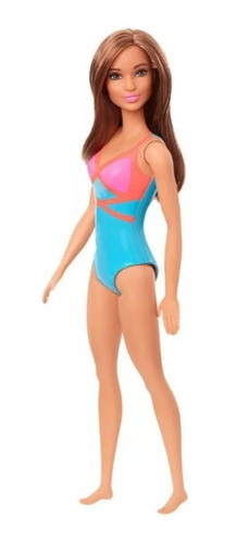 Muñeca Barbie Con Malla Celeste Dia De Playa Ghh38 0