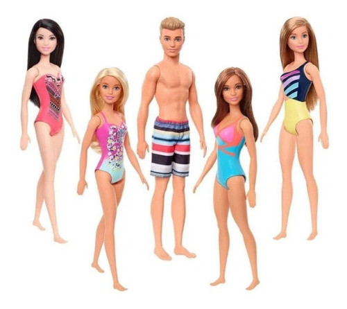 Muñeca Barbie Con Malla Celeste Dia De Playa Ghh38 1