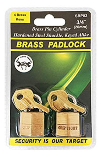 Grip Tight Tools Candado De Latón Macizo, 3/4 Pulgadas (paqu 0