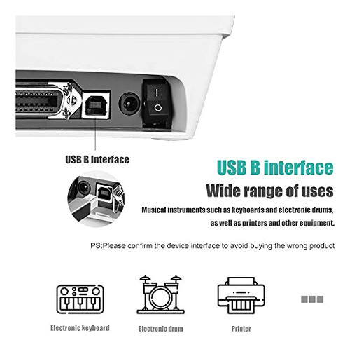 Cable De Controlador Midi Usb B De 3 Pies De Ancable Para In 1