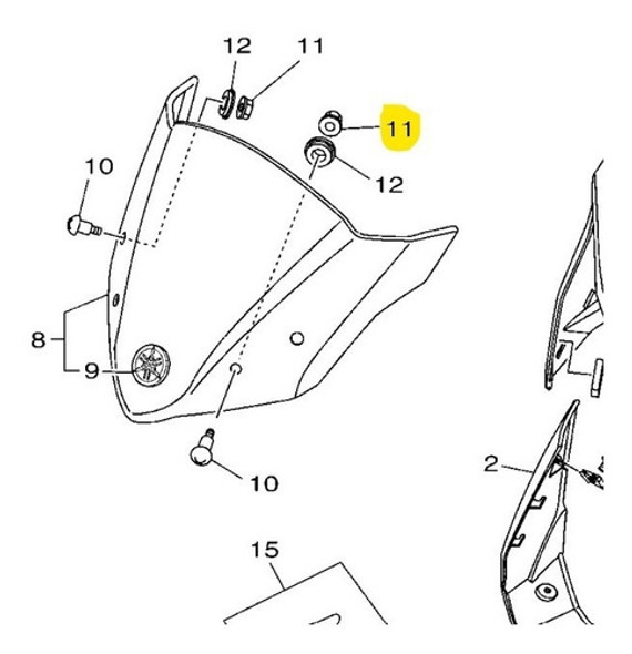 Tuerca Parabrisa Yamaha Ybr 125 Zr Original Panella Motos 0